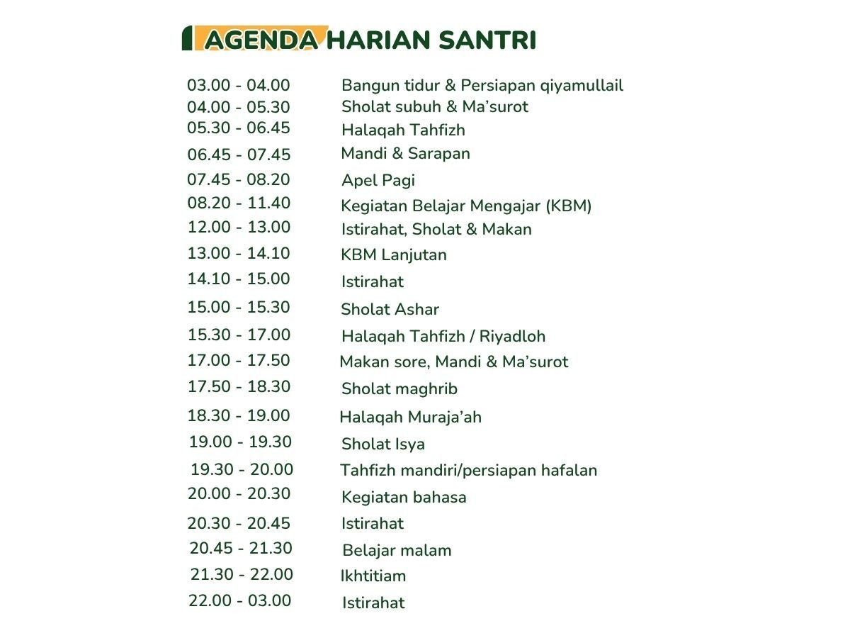 Jadwal Harian Santri
